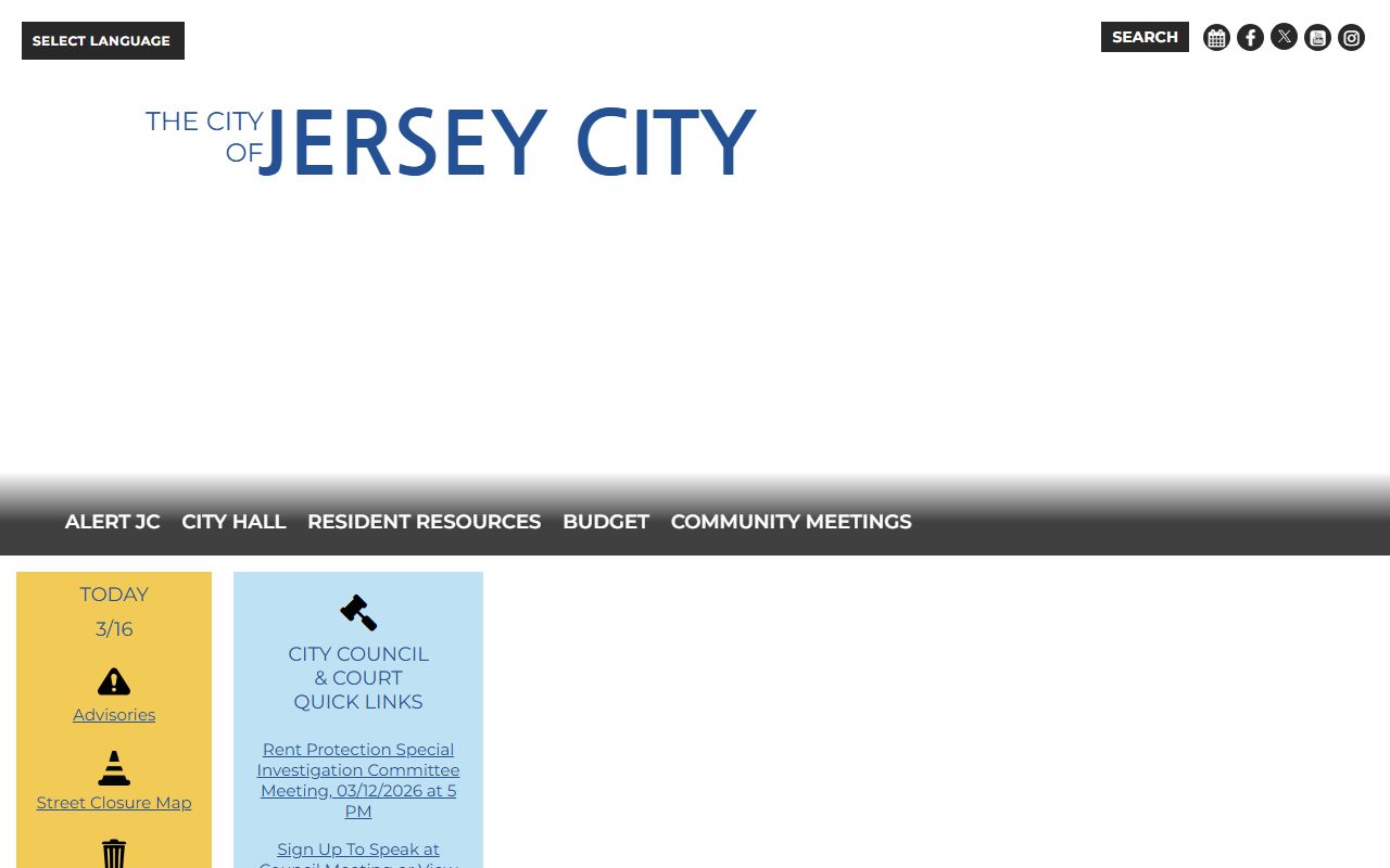 Jersey City municipal website with unclaimed money resources