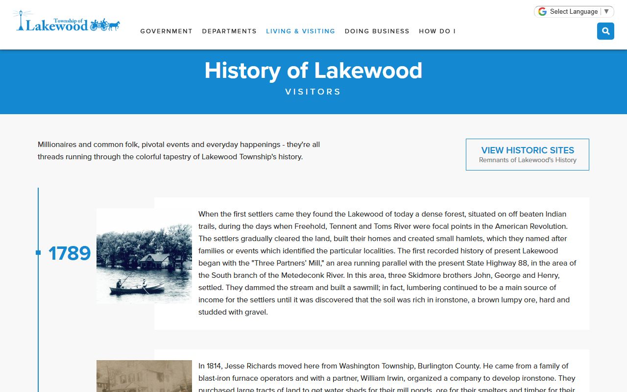 Lakewood Township history and unclaimed money records