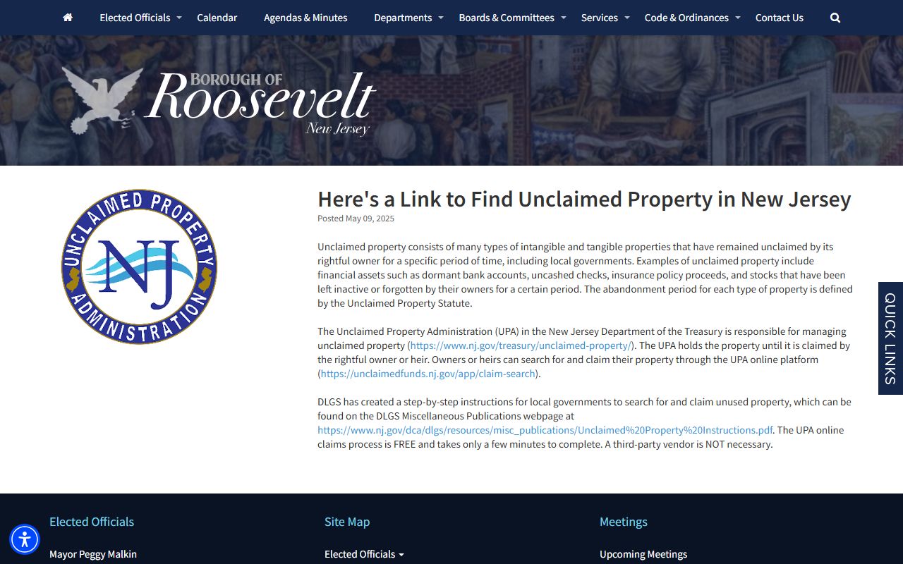 Municipal guidance for Lakewood unclaimed money search