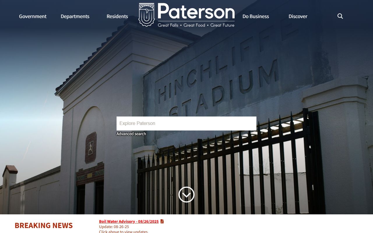 Paterson city government website with unclaimed money links