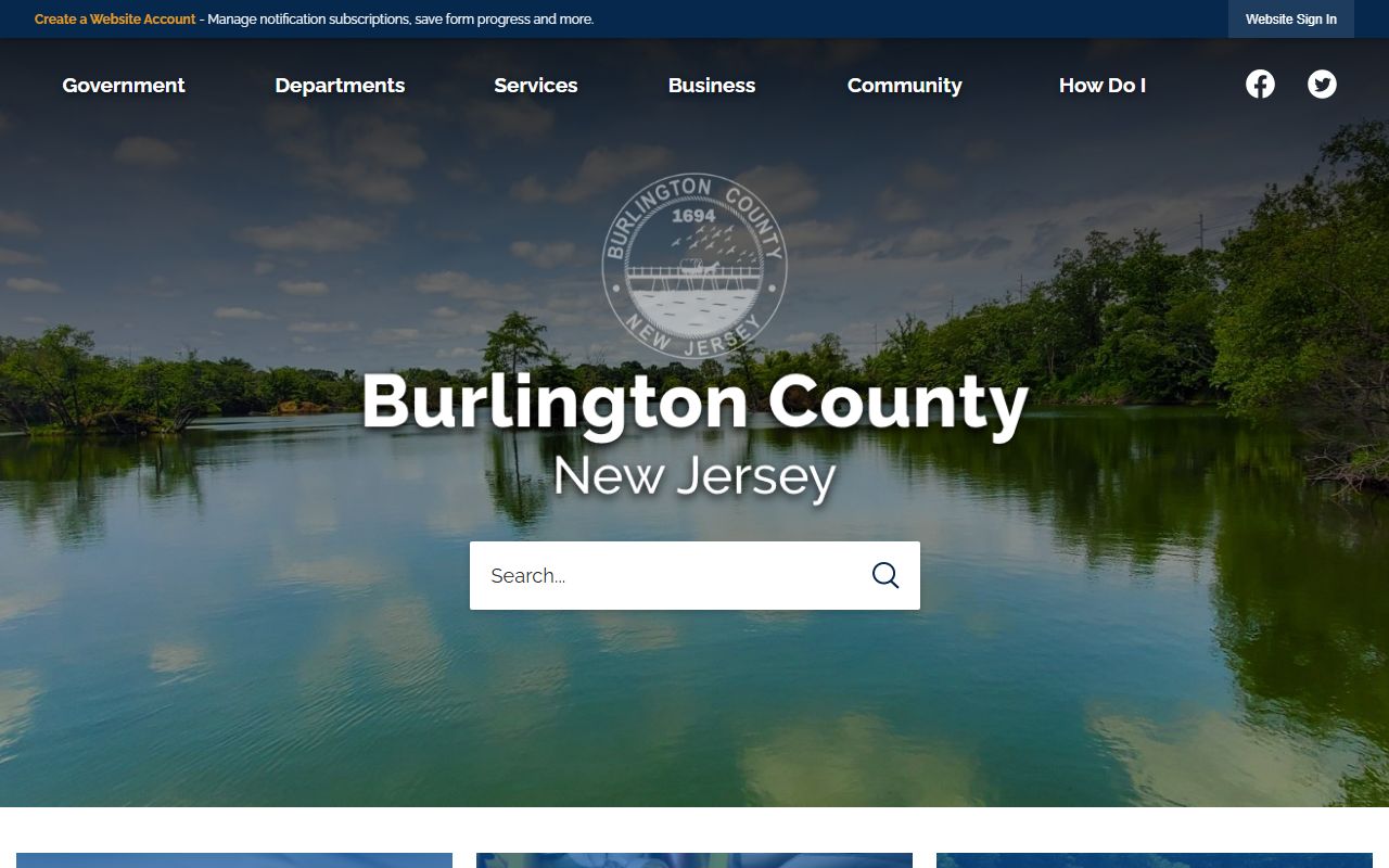 Burlington County government website for unclaimed money information