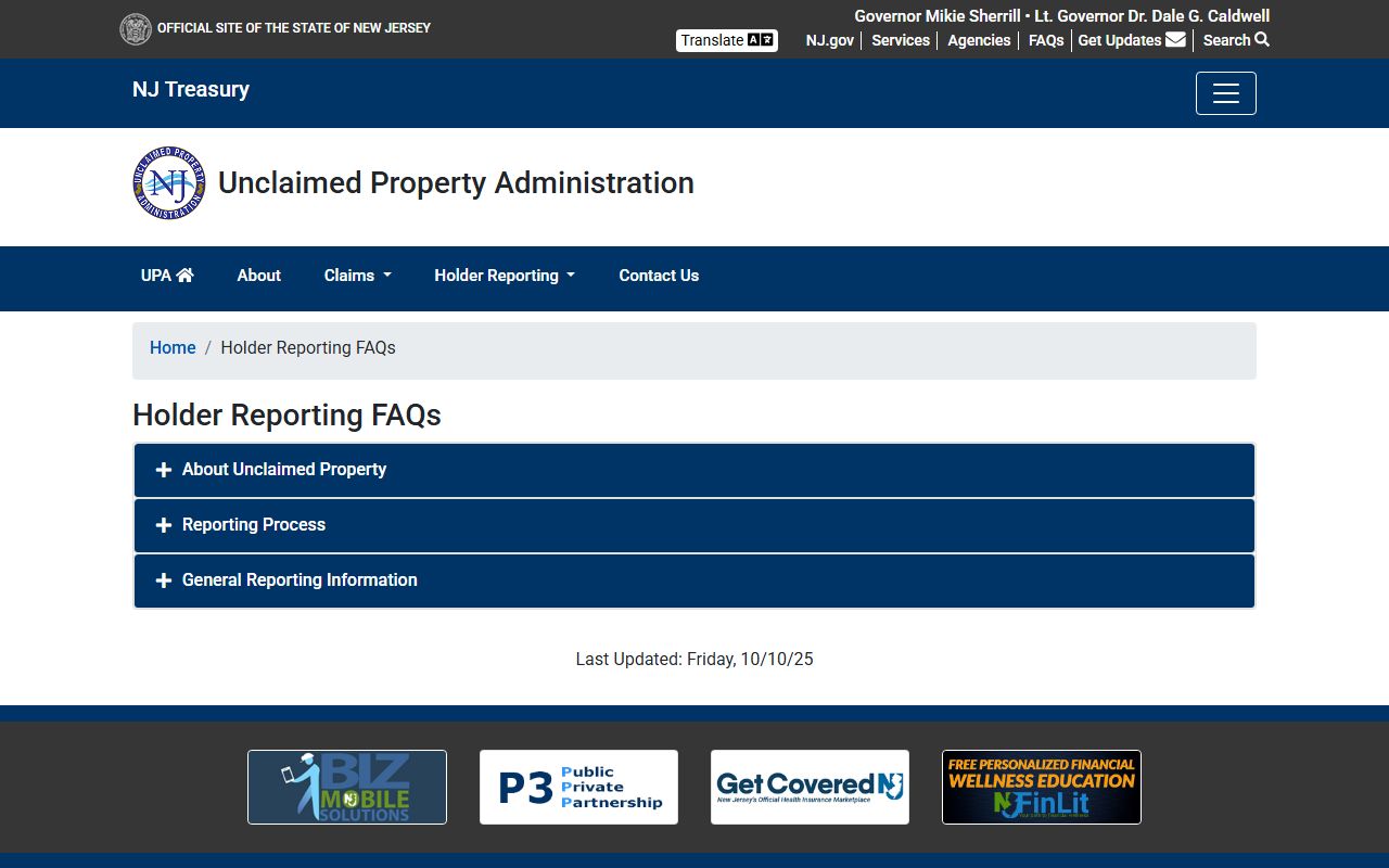 New Jersey unclaimed money business frequently asked questions